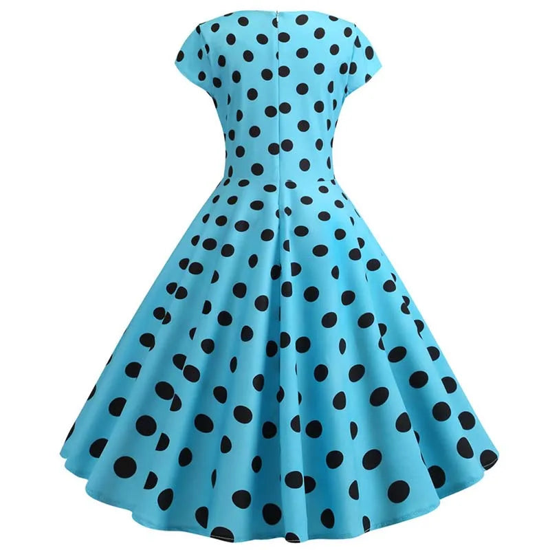 Women Summer Music Note Print Dress 50s 60s Robe Retro Swing Casual Vintage Party Dresses Vestidos
