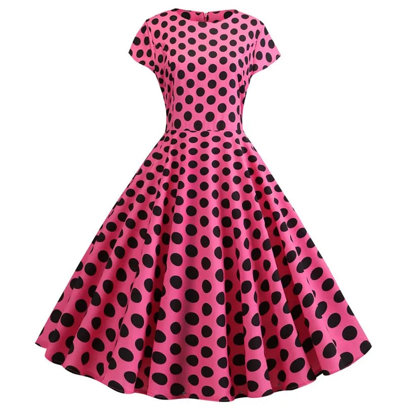Women Summer Music Note Print Dress 50s 60s Robe Retro Swing Casual Vintage Party Dresses Vestidos