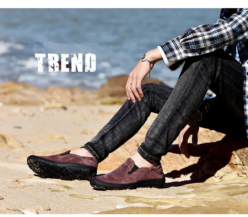 Men's Cow Leather Cotton-Lined Slip-On Loafers