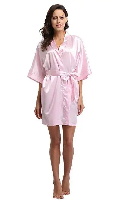 Women's Satin Bridal Kimono Robe | Wedding Spa Bathrobe Nightgown up to 4XL