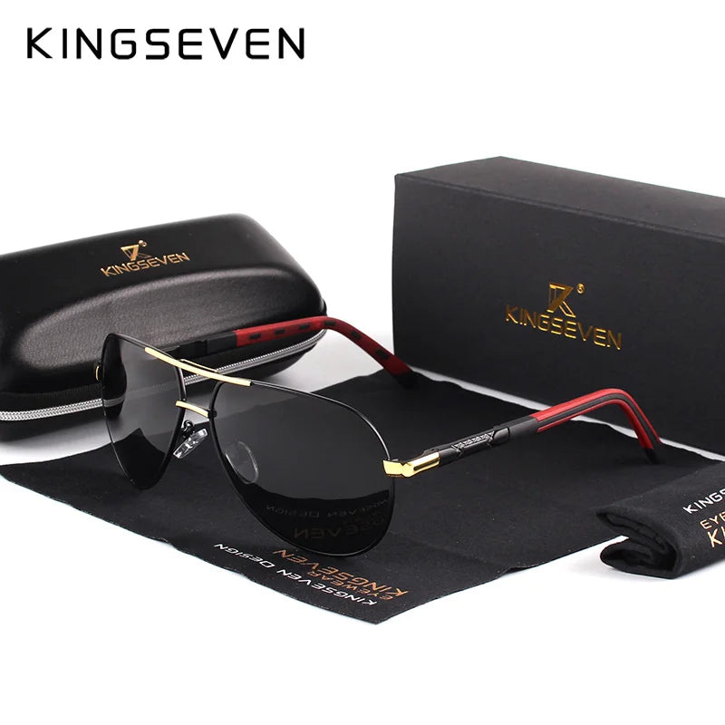 KINGSEVEN Men's Vintage Aluminum Polarized Sunglasses | Coating Lens Driving Eyewear for Men & Women