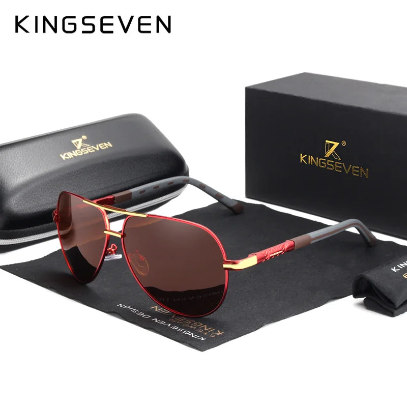 KINGSEVEN Men's Vintage Aluminum Polarized Sunglasses | Coating Lens Driving Eyewear for Men & Women