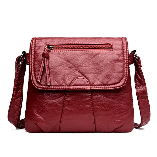 REPRCLA 2-Layer Flap Crossbody Shoulder Bag – Soft PU Leather Messenger Handbag for Women