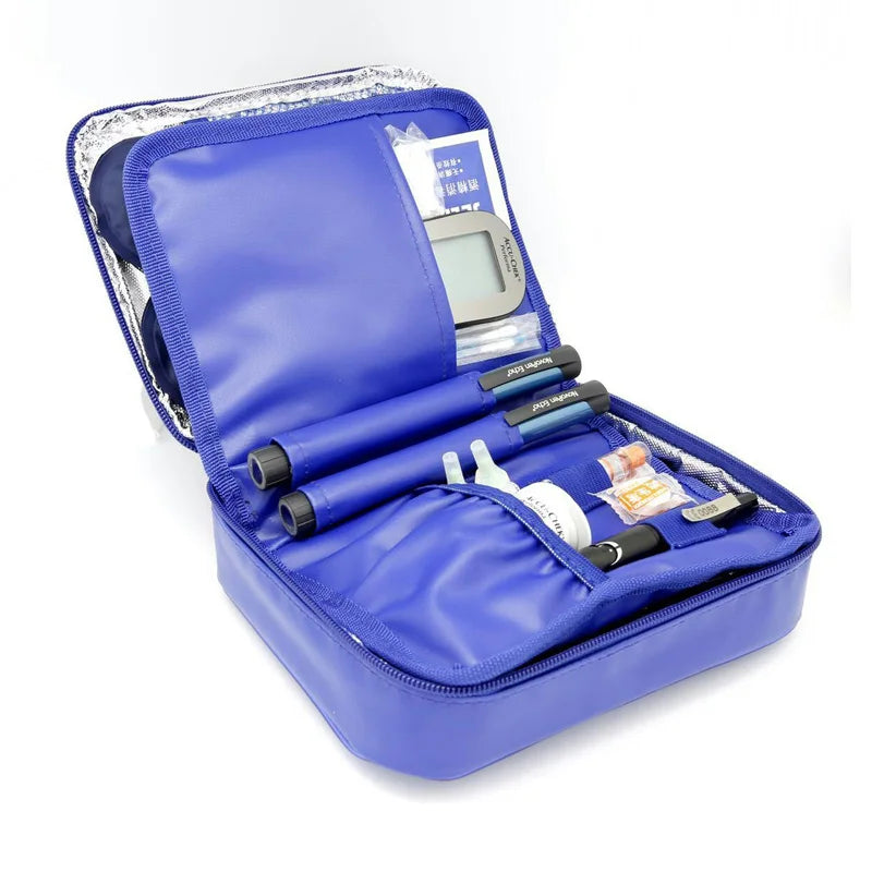 Portable Insulated Insulin Cooler Bag – Nylon Aluminum Foil Diabetic Travel Case with Gel Packs & Thermometer