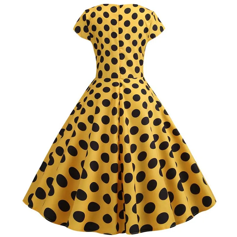 Women Summer Music Note Print Dress 50s 60s Robe Retro Swing Casual Vintage Party Dresses Vestidos