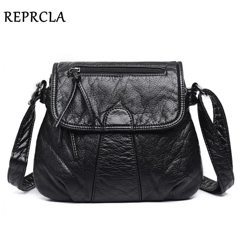 REPRCLA 2-Layer Flap Crossbody Shoulder Bag – Soft PU Leather Messenger Handbag for Women