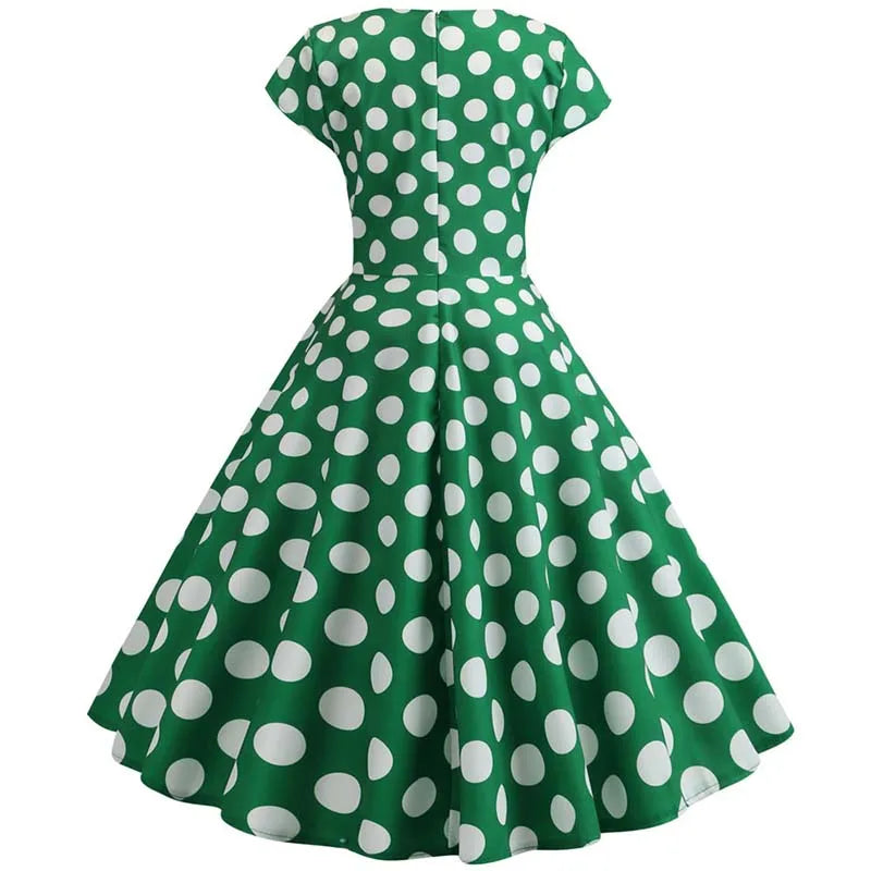 Women Summer Music Note Print Dress 50s 60s Robe Retro Swing Casual Vintage Party Dresses Vestidos