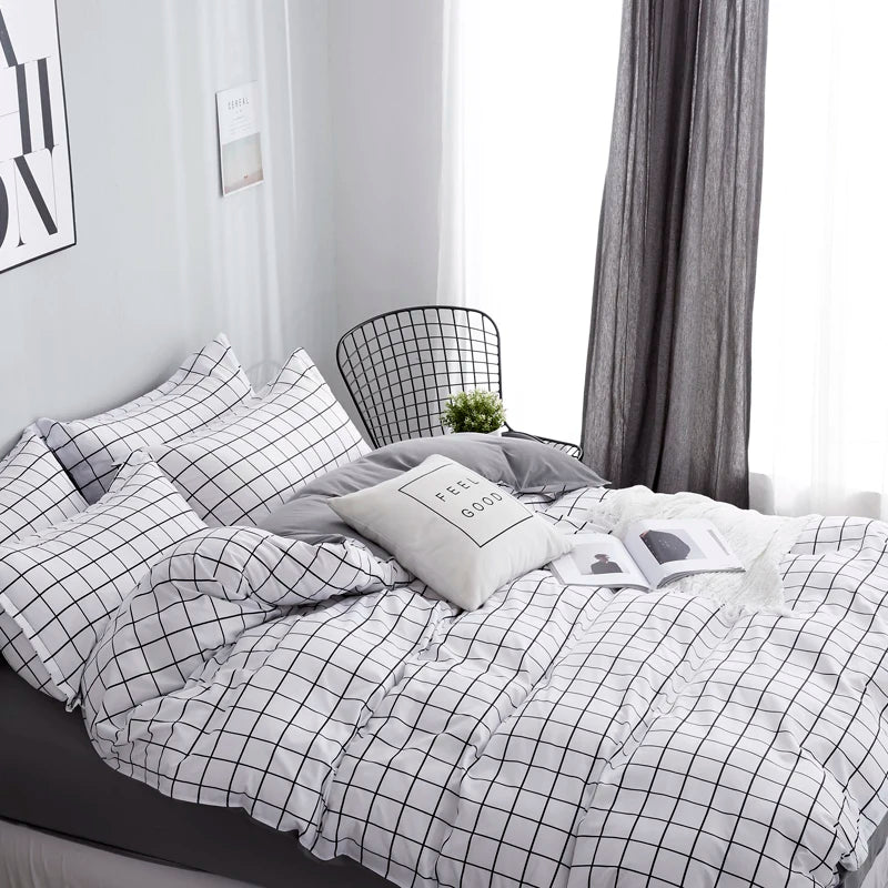 Microfiber Reactive Print Bedding Set – Duvet Cover, Flat Sheet & Pillowcases, 16 Patterns & 5 Sizes
