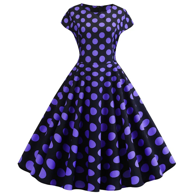 Women Summer Music Note Print Dress 50s 60s Robe Retro Swing Casual Vintage Party Dresses Vestidos