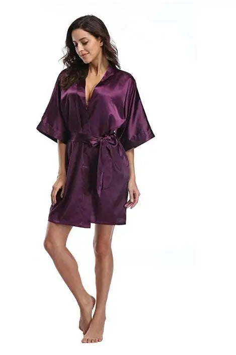 Women's Satin Bridal Kimono Robe | Wedding Spa Bathrobe Nightgown up to 4XL