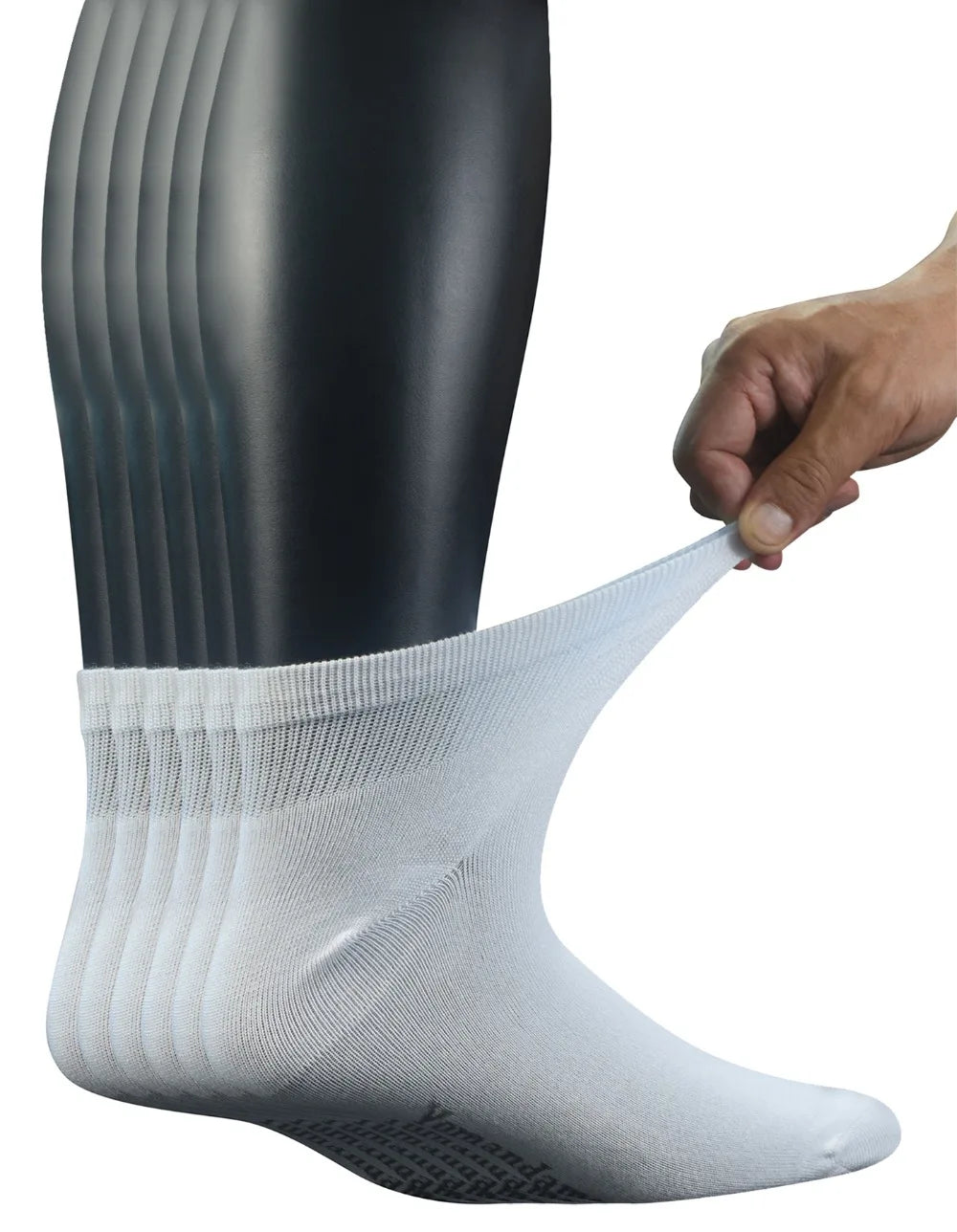 Men's Bamboo Diabetic Ankle Socks – 6 Pairs Seamless Toe Non-Binding Top Size 10-13