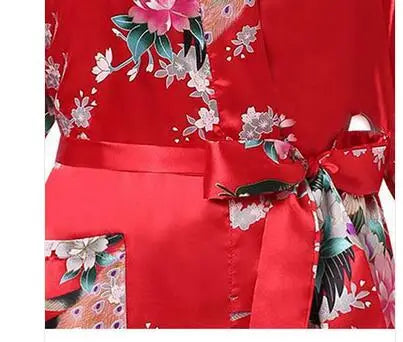 Silk Floral Bridesmaid Kimono Robe | Long Satin Bridal Dressing Gown