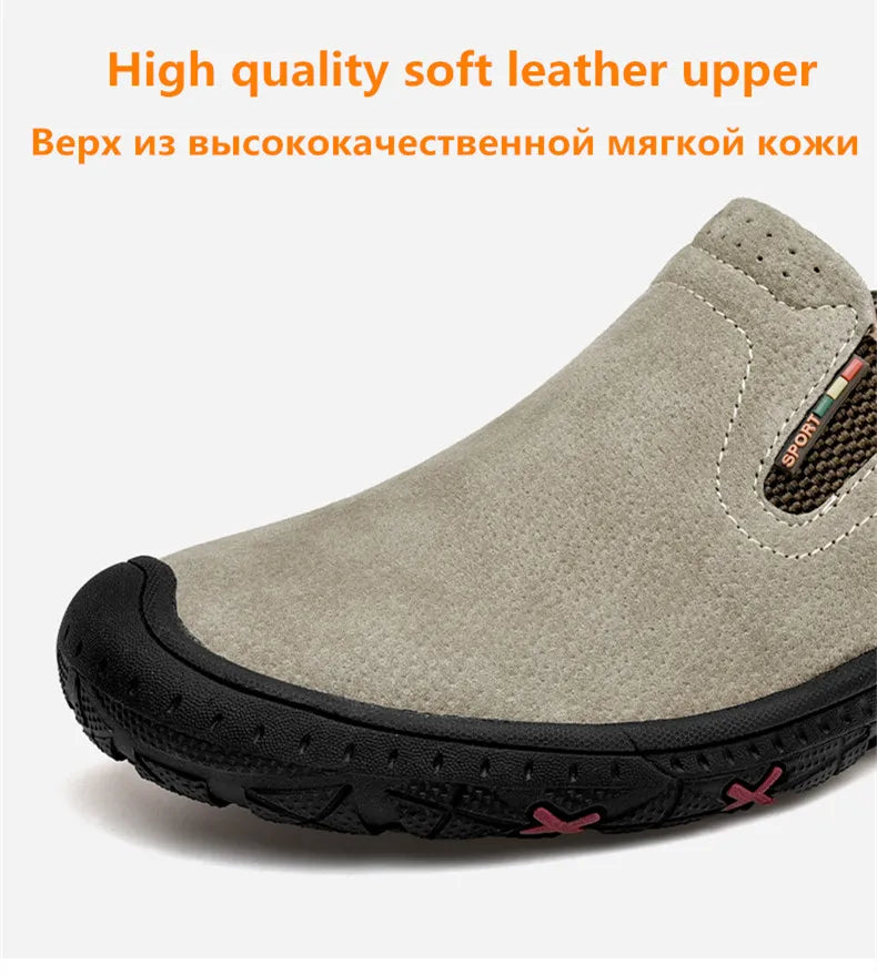 Men's Cow Leather Cotton-Lined Slip-On Loafers