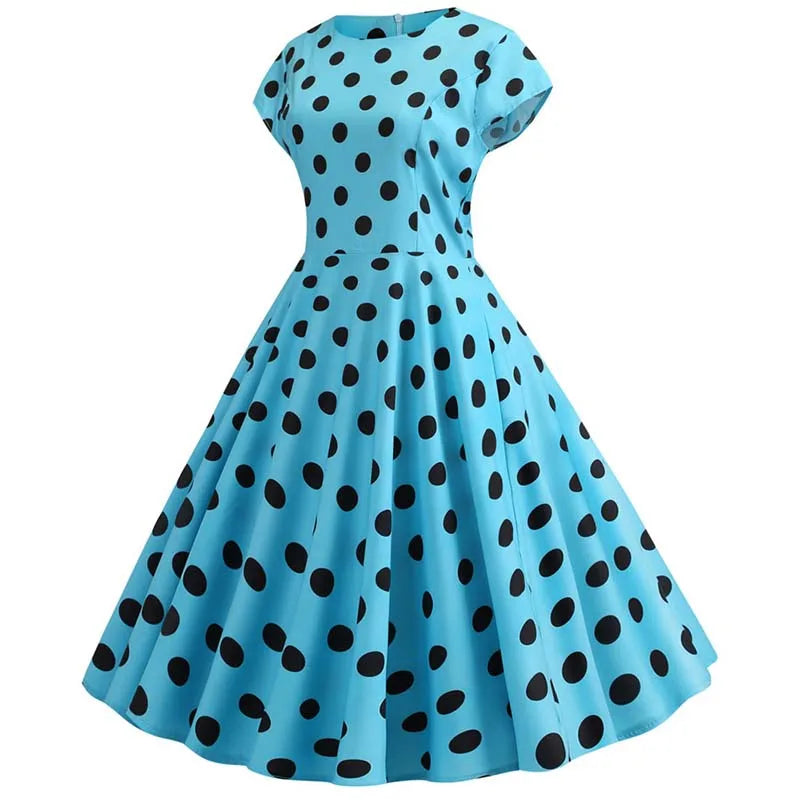 Women Summer Music Note Print Dress 50s 60s Robe Retro Swing Casual Vintage Party Dresses Vestidos