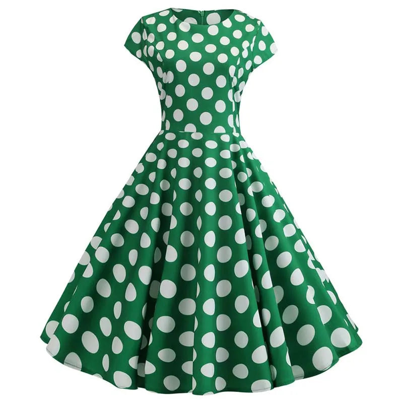 Women Summer Music Note Print Dress 50s 60s Robe Retro Swing Casual Vintage Party Dresses Vestidos