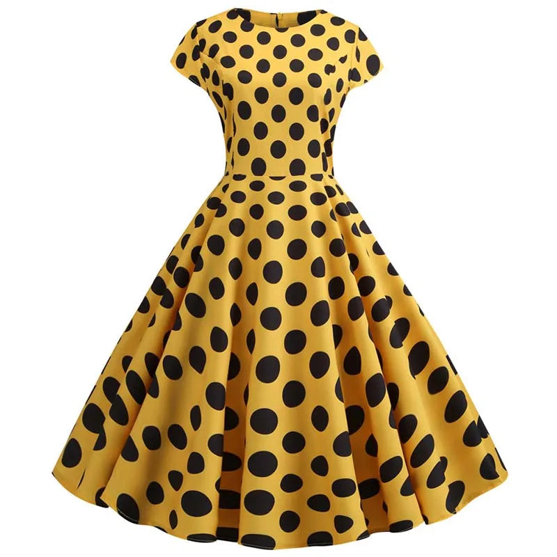Women Summer Music Note Print Dress 50s 60s Robe Retro Swing Casual Vintage Party Dresses Vestidos