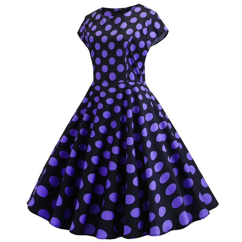 Women Summer Music Note Print Dress 50s 60s Robe Retro Swing Casual Vintage Party Dresses Vestidos