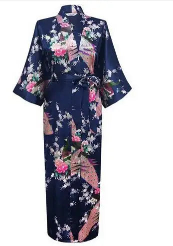 Silk Floral Bridesmaid Kimono Robe | Long Satin Bridal Dressing Gown