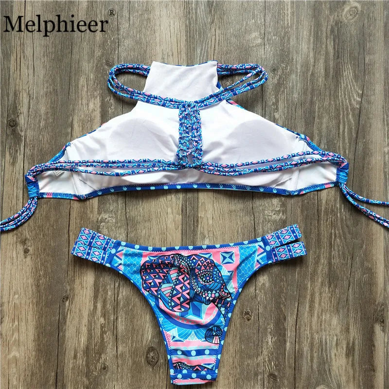 High Neck Crochet Tank Crop Bikini Set — Women's Monokini Swimsuit 2025