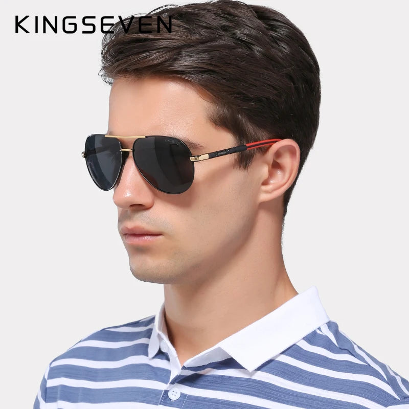KINGSEVEN Men's Vintage Aluminum Polarized Sunglasses | Coating Lens Driving Eyewear for Men & Women