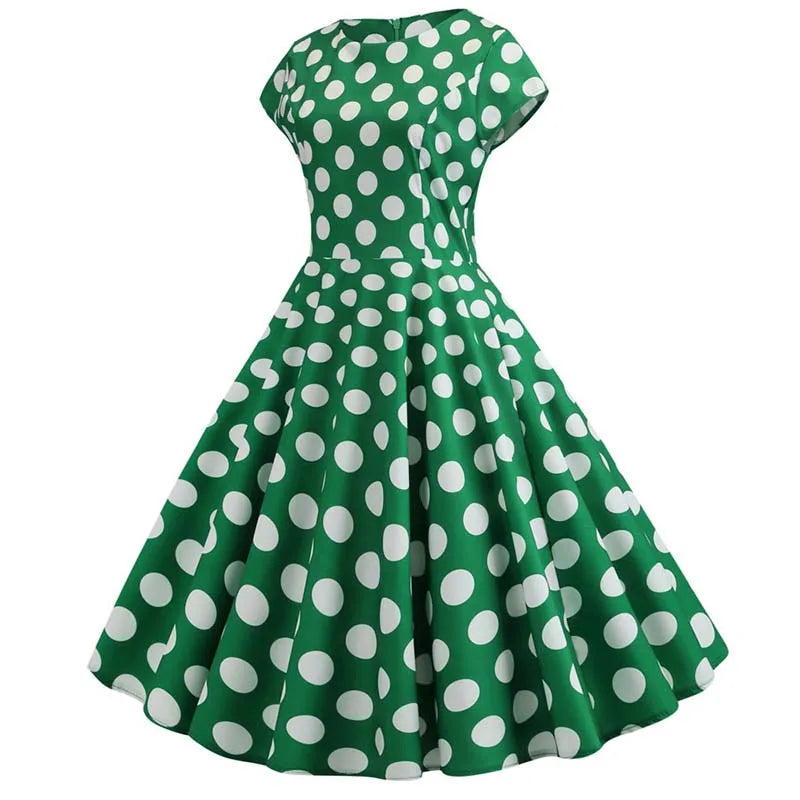 Women Summer Music Note Print Dress 50s 60s Robe Retro Swing Casual Vintage Party Dresses Vestidos