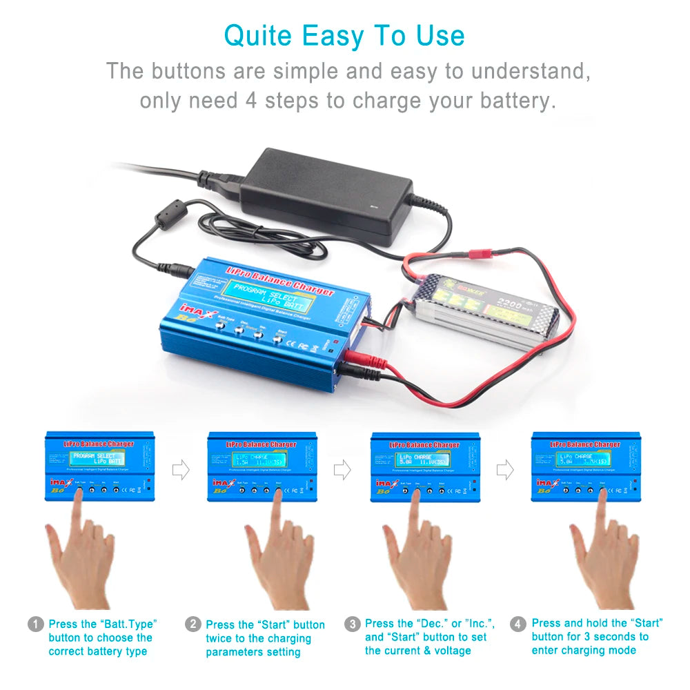 iMAX B6 80W LiPo Balance Charger Discharger – NiMH, Li-ion, NiCd, LiFe, Pb with 15V 6A Adapter