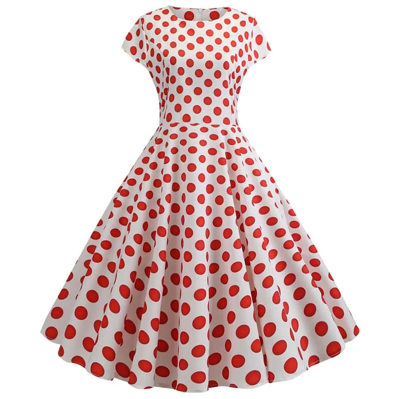 Women Summer Music Note Print Dress 50s 60s Robe Retro Swing Casual Vintage Party Dresses Vestidos