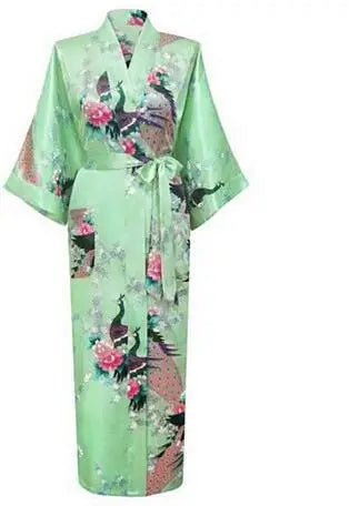 Silk Floral Bridesmaid Kimono Robe | Long Satin Bridal Dressing Gown