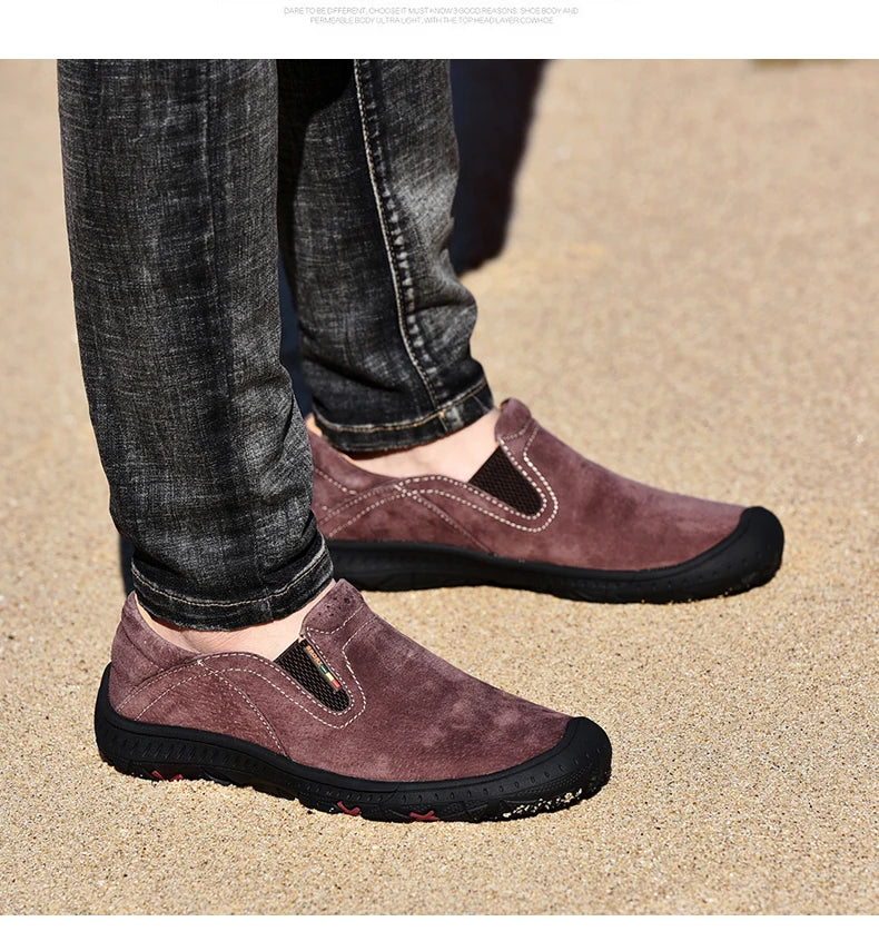Men's Cow Leather Cotton-Lined Slip-On Loafers