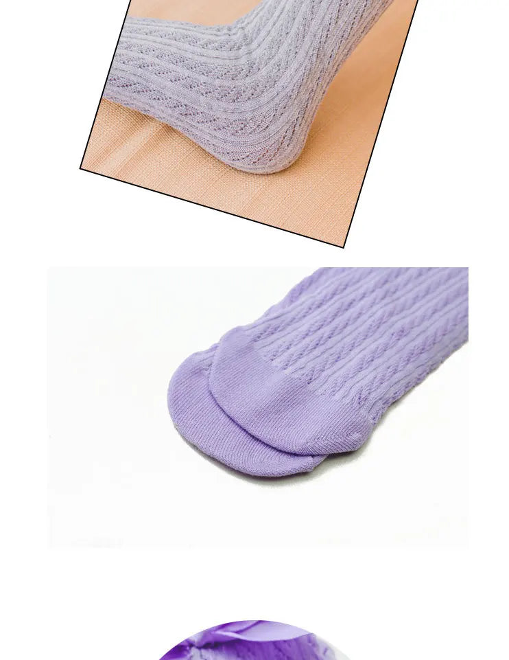 Girls’ Knee-High Bow Cartoon Socks — Ages 2–12