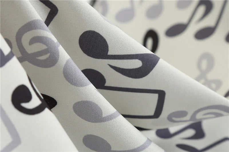 Women Summer Music Note Print Dress 50s 60s Robe Retro Swing Casual Vintage Party Dresses Vestidos
