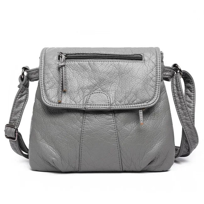 REPRCLA 2-Layer Flap Crossbody Shoulder Bag – Soft PU Leather Messenger Handbag for Women