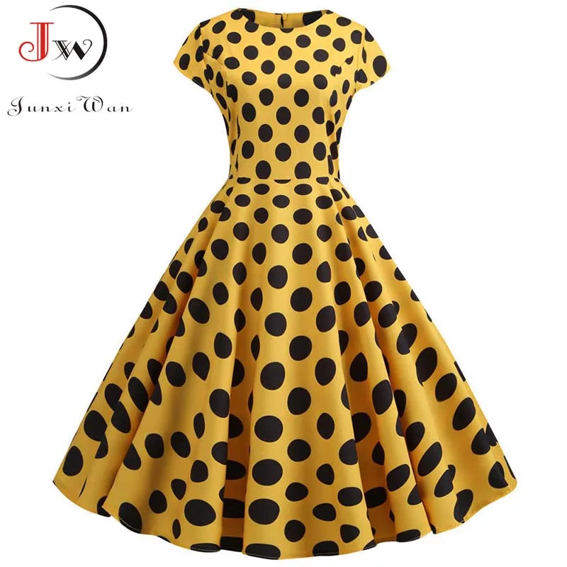 Women Summer Music Note Print Dress 50s 60s Robe Retro Swing Casual Vintage Party Dresses Vestidos
