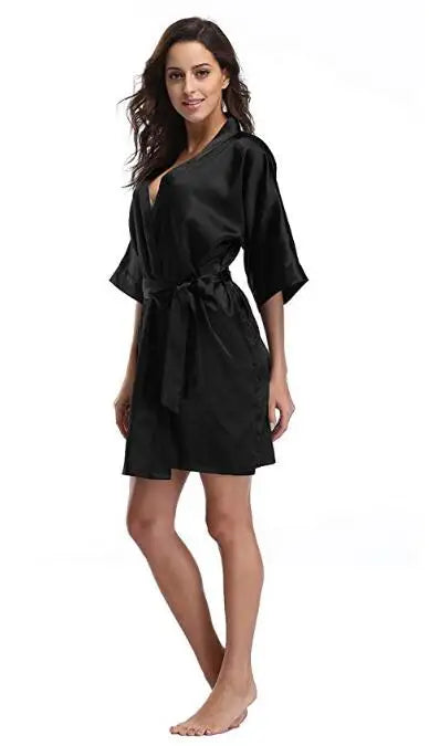 Women's Satin Bridal Kimono Robe | Wedding Spa Bathrobe Nightgown up to 4XL
