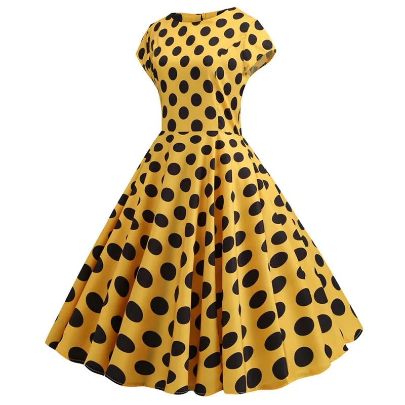 Women Summer Music Note Print Dress 50s 60s Robe Retro Swing Casual Vintage Party Dresses Vestidos