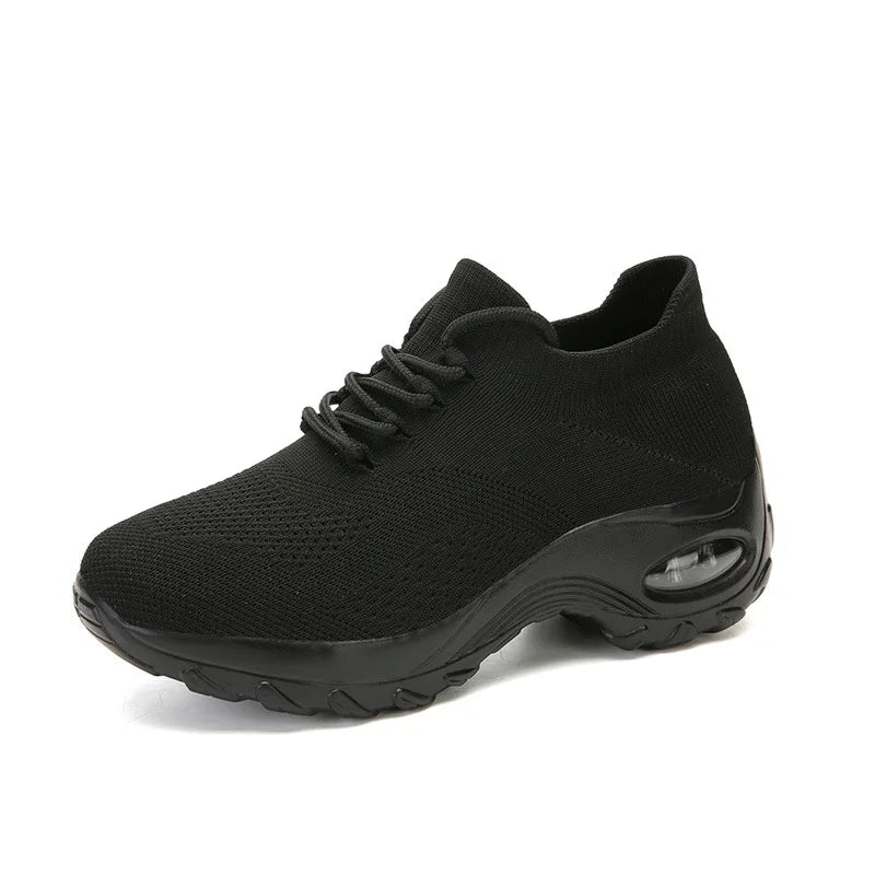 Women's Air Cushion Platform Sneakers — Mesh Lace-Up Tennis Shoes with Thick Sole (Sizes 35-42)