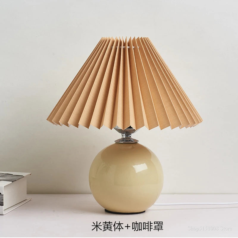 Ceramic Table Lamp – Pleated Fabric Shade