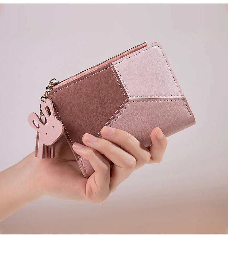Women's PU Leather Wallet – Foldable Card Holder & Coin Purse for Ladies