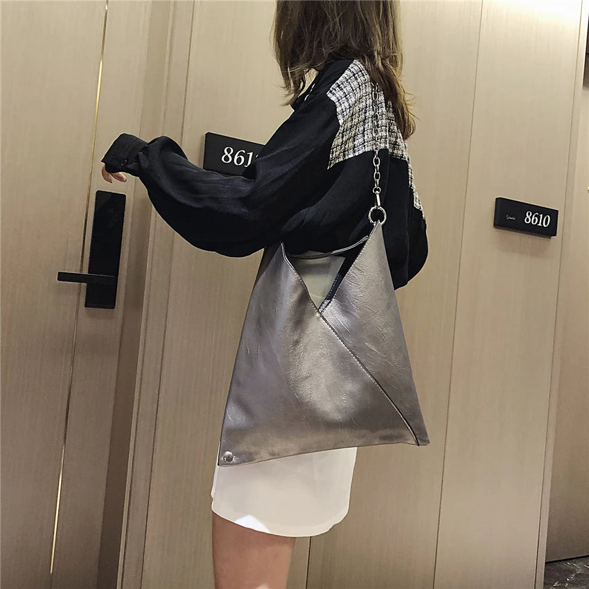 Luxury PU Leather Tote Bag – Large Capacity Chain Shoulder Bag for Women