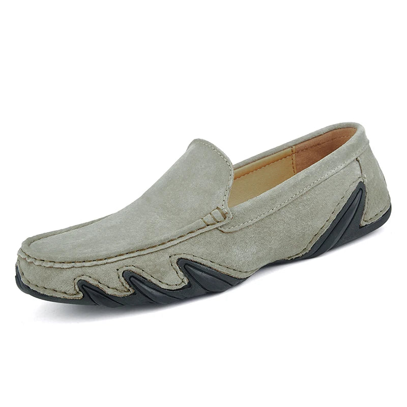 Men's Genuine Leather Slip-On Driving Shoes — Breathable Outdoor Walking Flats (Sizes 38-44)