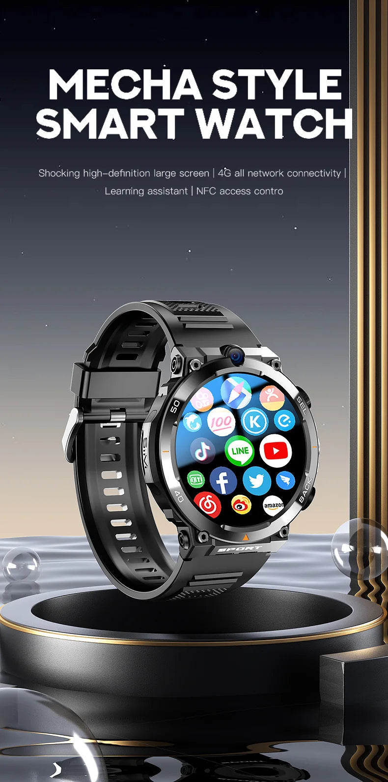 H10 4G Android Smart Watch | IPS Display NFC GPS Video Call Full Network Smart Bracelet