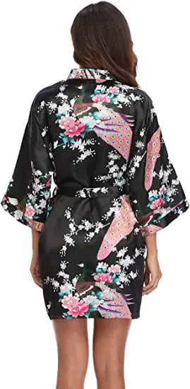 Women's Floral Rayon Kimono Robe | Sexy Lingerie Bath Gown Nightdress Oversize