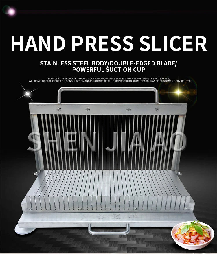 Stainless Steel Double-Blade Manual Slicer — Multifunctional Vegetable & Cooked Food Cutter
