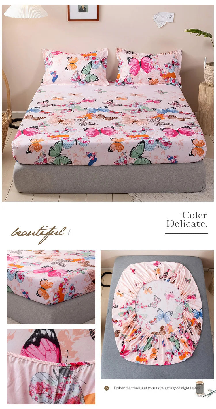 Bonenjoy Carrot Pattern Fitted Sheet – Elastic Mattress Cover, Twin to King, Adults & Kids