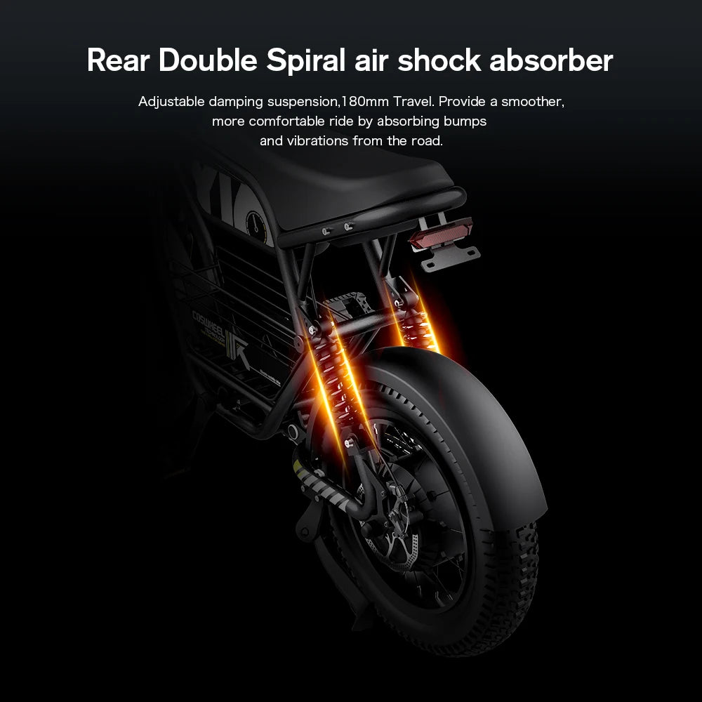 COSWHEEL Y16 1000W Urban Fat Tire E-Bike — 48V 15Ah 16" Adult Fatbike, IP54 Waterproof (Ready Stock)
