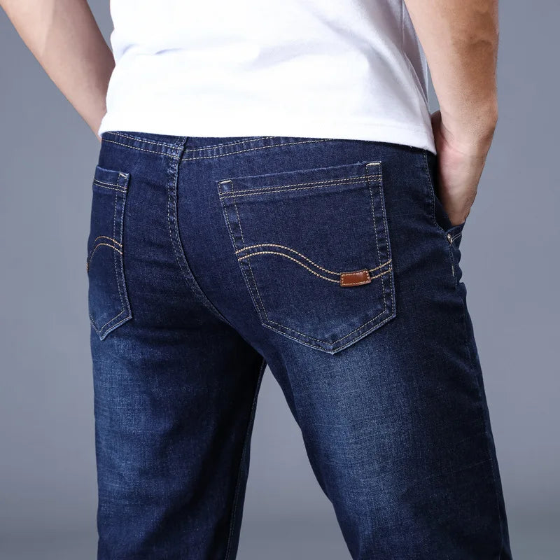 Men's Slim Straight Stretch Jeans — Classic Business Denim Pants