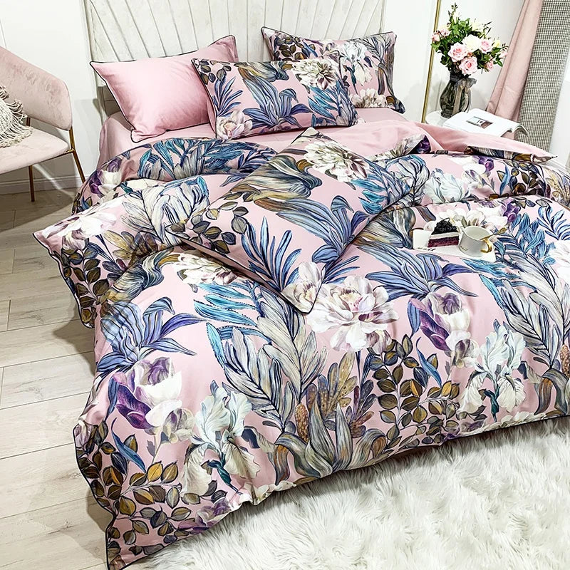 500TC Egyptian Cotton Bedding Set – 4 or 6-Piece Luxury Duvet Cover with Sheet & Pillowcases, 19 Colors