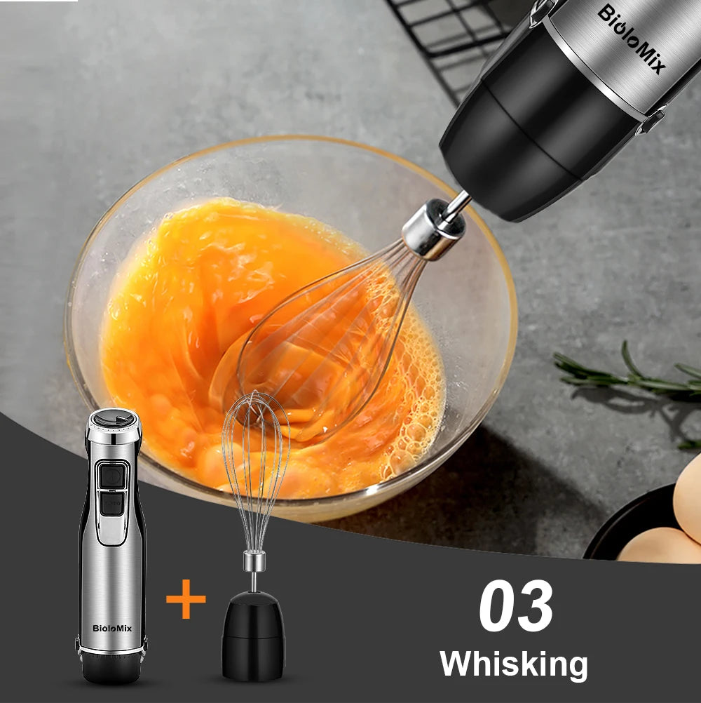 4-in-1 1200W Immersion Hand Blender — Chopper, Smoothie Cup & Stainless Steel Ice Blades