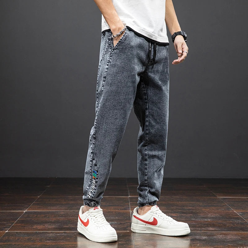 Men's Baggy Cargo Denim Jogger Pants — Streetwear Harem Jean Trousers Plus Size