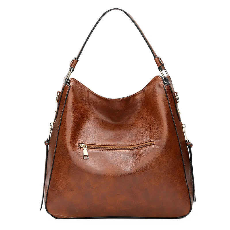 LadyHuarui Vintage PU Hobo Tote Bag – Tassel Patchwork Crossbody Shoulder Handbag for Women